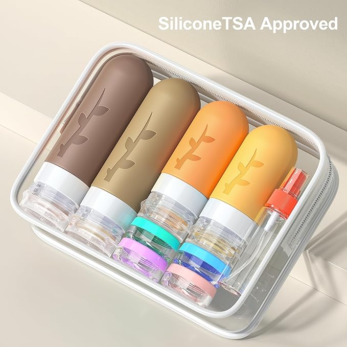 Tocelffe Travel Containers for Toiletries, 18pack TSA Approved Size Containers for Toiletries,travel bottles for Toiletries,travel Jars or Personal Essentials