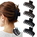 Mesovor 4 Pack Double Row Teeth Hair Claw Clips, 3.5" Large Strong Hold Matte Hair Clips for Thin and Short Fine Hair Accessories (2pcs Black, 2pcs Dark Brown)