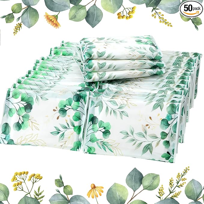 Geyee 50 Packs Tissue Travel Size Facial Paper Napkins Travel Packs Disposable Pocket Tissues for Wedding Guest Traveling School Purse Home Supplies, 500 Sheets 3 Ply(Eucalyptus Leaf)