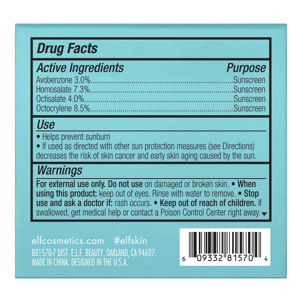 e.l.f. SKIN Holy Hydration! Face Cream Broad Spectrum SPF 30 Sunscreen Moisturizer, Made with Hyaluronic Acid, Niacinamide & Peptides, Lightweight Daily Protection, 1.7 oz
