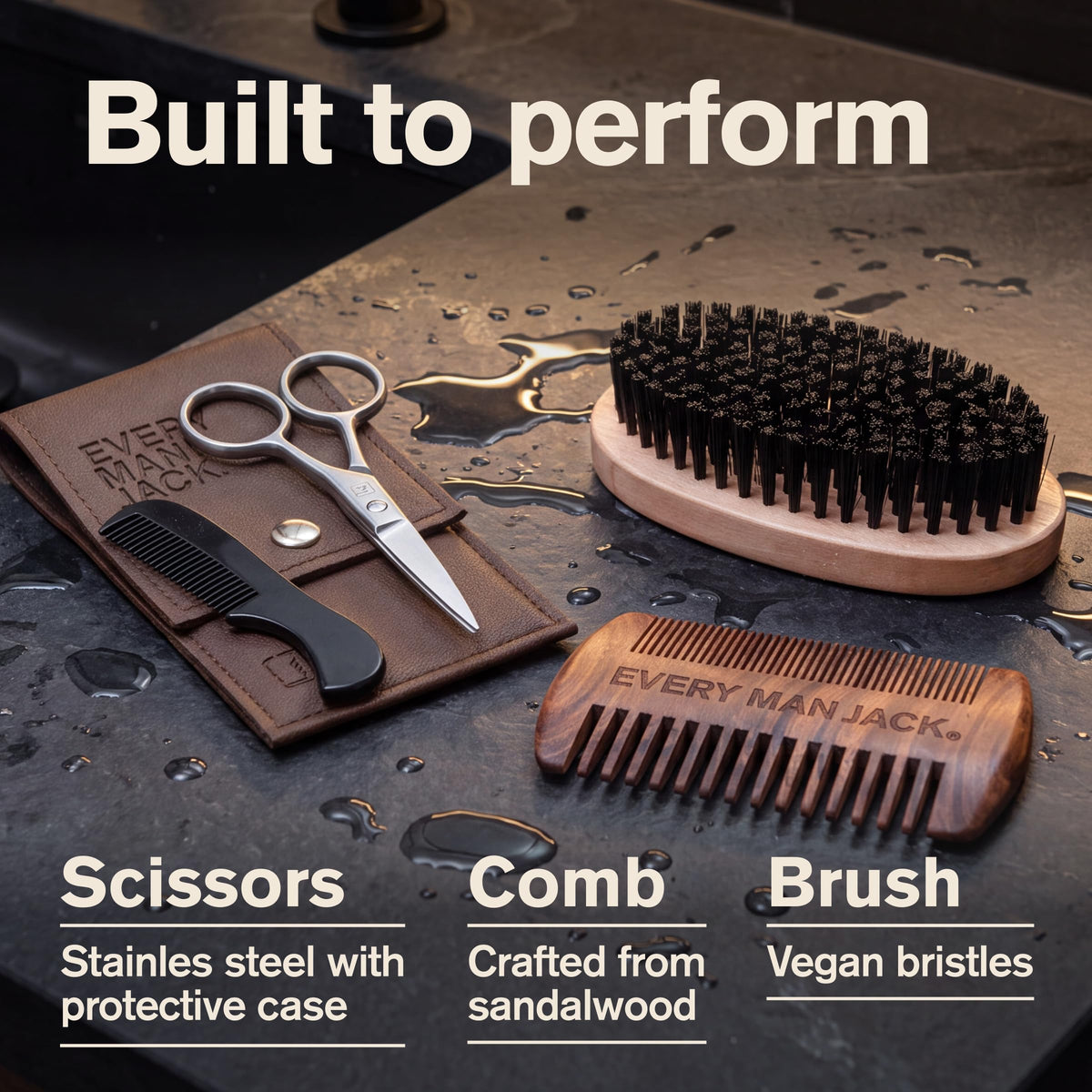 Every Man Jack Essential Beard Care Kit for Men, Sandalwood Teak, Gift Set