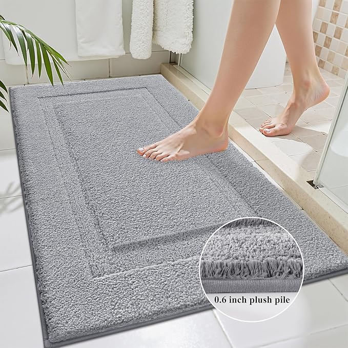 SHACOS Light Gray Bathroom Rugs Sets 3 Piece Bath Mat U Shaped Toilet Rug