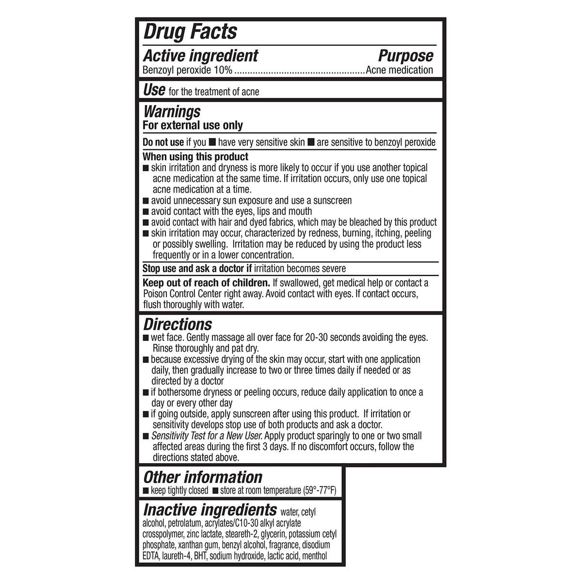 Acne Treatment Face Wash - Daily Control Cleanser, Maximum Strength 10% Benzoyl Peroxide for Stubborn Breakouts, 5 Ounce (3-Pack)