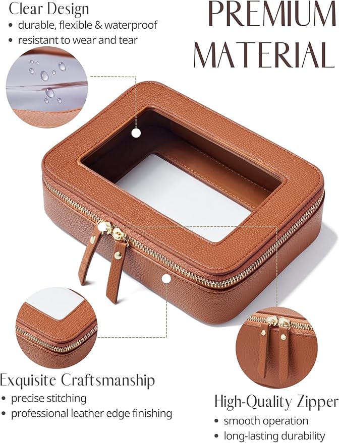Popvibe Clear Makeup Bag Toiletry Case Travel Transparent Cosmetic Bag with Zipper, Portable Make Up Organizer Traveling Compact Car Bag for Essentials