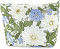 URSKYTOUS Flower Makeup Bags Travel Large Floral Cosmetic Bag for Women Cute Makeup Pouch Zippered Portable Toiletry Bag Lace Trendy Aesthetic Make up Organizer Bag Cosmetic Pouch for Purse