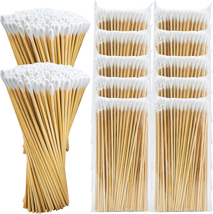 1000 Count 6'' Round-tip Long Cotton Swabs Durable Stem, Lint- Free Gun Cleaning Swabs Pure Cotton Tips for Gun Maintenance, Makeup, Pet Care, Equipmentt