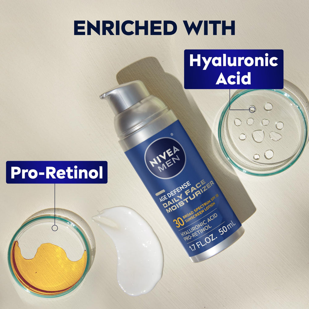 NIVEA MEN Age Defense Daily Face Moisturizer, SPF 30, 1.7 FL OZ