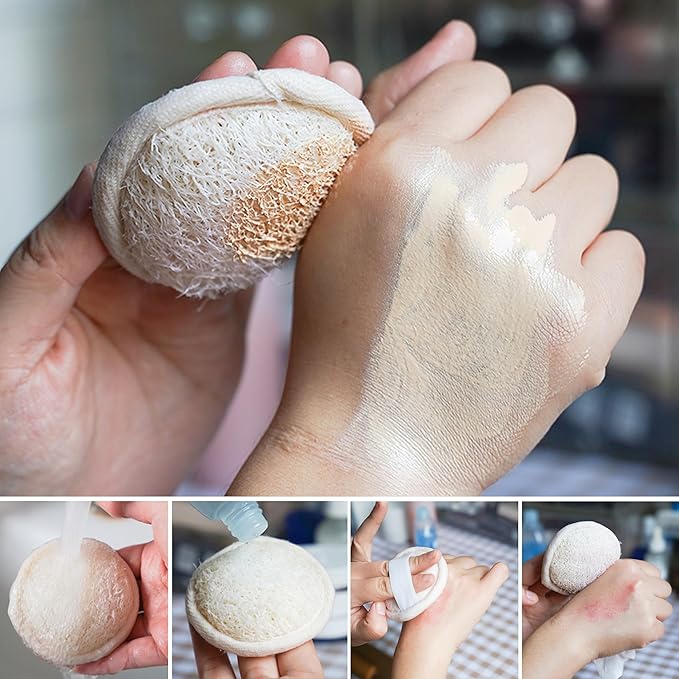 Premium Natural Loofah Exfoliating Scrubber Set - Back Scrubber, Body Pads & Facial Sponges | 8-Piece Bath & Shower Gift Set for Women (Luxury Gift Box)