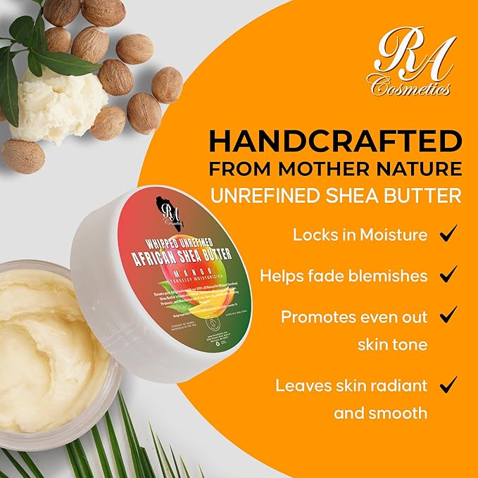 RA COSMETICS Whipped Shea Butter with Mango Extract, 12oz
