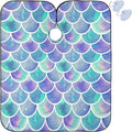 visesunny Pretty Mermaid Scale Barber Cape Anti-Static Hair Cutting Cape with Snap Closure Professional Salon Polyester Cape Barber Water-Resistant Hairdressing Cape Adjustable Snap for Hairstylists