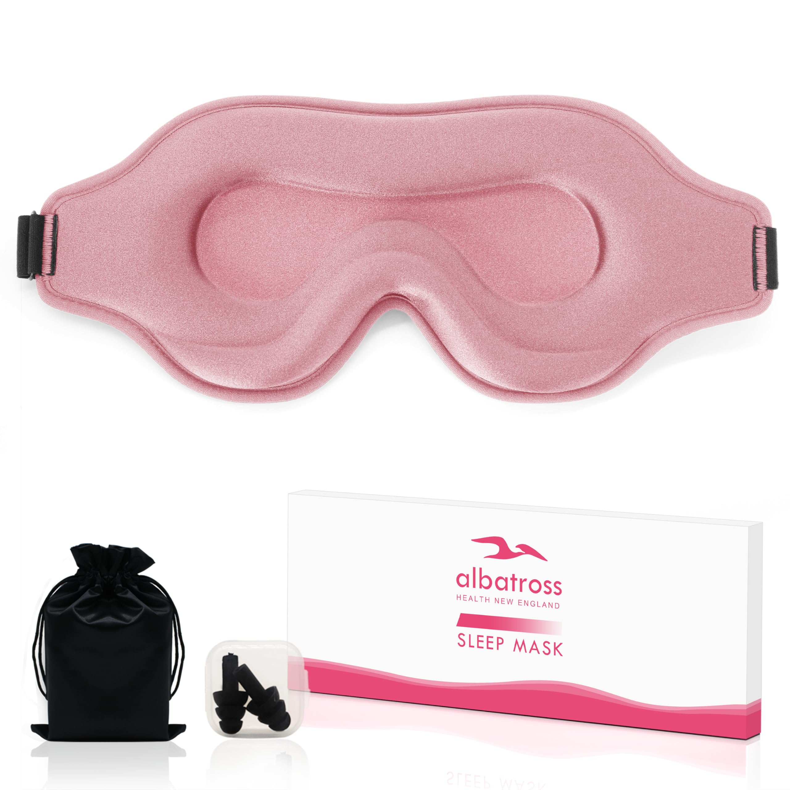 Sleep Eye Mask for Men Women, Lash Extensions 3D Sleeping Mask, Travel Blackout Night Blindfold Eye Shade Cover with Adjustable Strap (Pink)