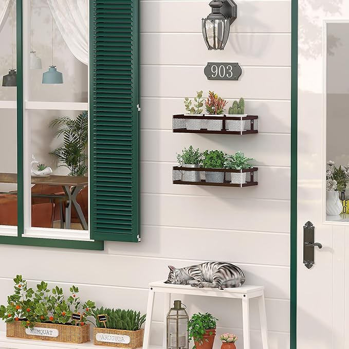 PUSDON Mesh Shower Caddy Wall Mount, Heavy Duty Adhesive Bathroom Shelf Organizer, Rustproof Floating Spice Rack for Kitchen Pantry, Holds 50 LBS, Multi-Purpose Storage Vintage Bronze -2 Packs Netting