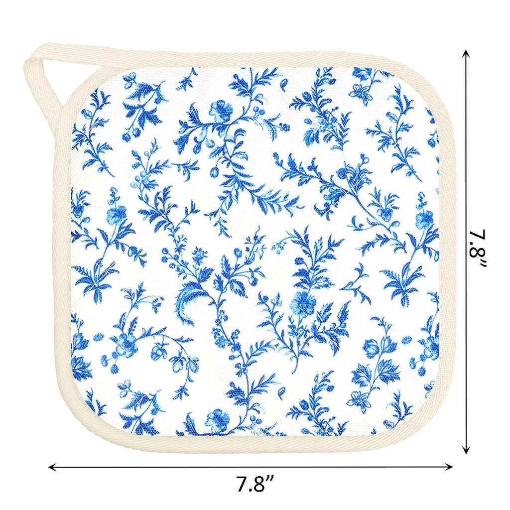 6 Pack Pot Holders 100% Cotton Heat Resistant Potholder, Machine Washable Pot Holder, Hot Pads, Table Pads for Cooking Baking (U)