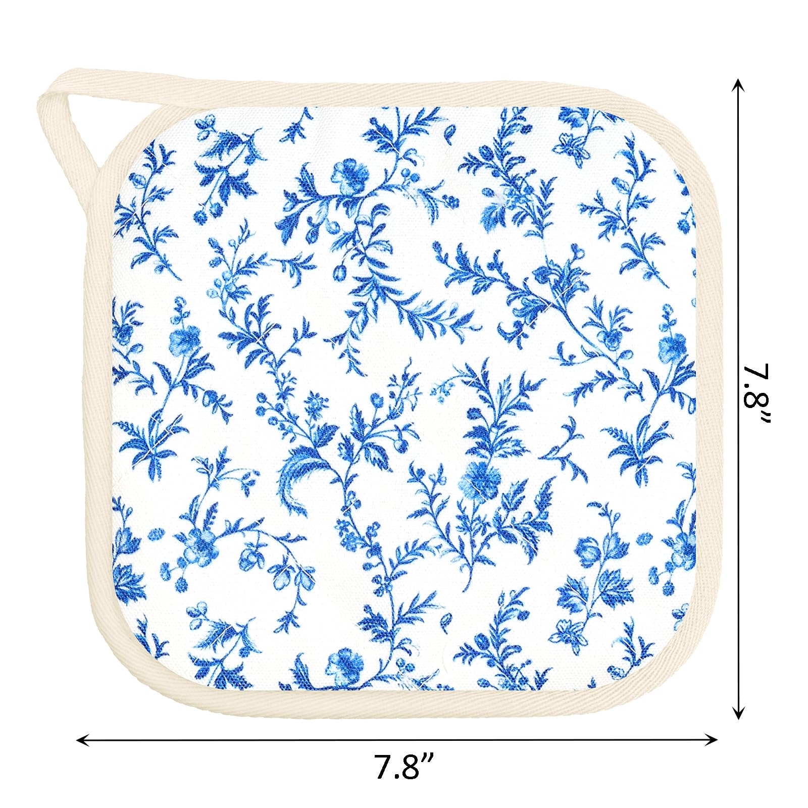6 Pack Pot Holders 100% Cotton Heat Resistant Potholder, Machine Washable Pot Holder, Hot Pads, Table Pads for Cooking Baking (U)