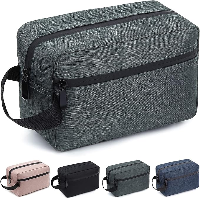 Travel Toiletry Bag for Women and Men, Water-resistant Shaving Bag for Toiletries Accessories, Foldable Storage Bags with Divider and Handle for Cosmetics Toiletries Brushes Tools (Gray)