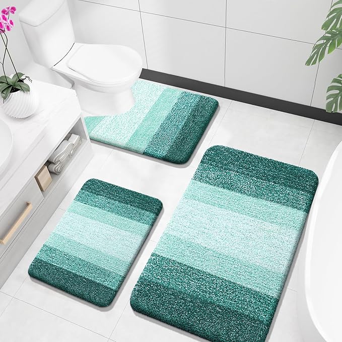 OLANLY Microfiber Bathroom Rugs Sets 3 Piece, 36"x24"+24"x16"+24"x20"