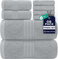 DAN RIVER 8 PC Luxury Bath Towels for Bathroom, 2 Bath, 2 Hand, and 4 Wash Cloths, 600 GSM 100% Ring Spun Cotton Towel Set, Highly Absorbent, Gym, Hotel, and Spa, Silver