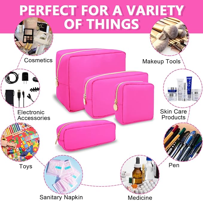 6 Pcs Waterproof Mini Makeup Bag Pouch for Purse,Small Cosmetic Travel Bag Pouch Nylon Toiletry Organizers Bag for Women Girls,Cute Mini Zipper Preppy Coin Purse for School Work Camping Travel