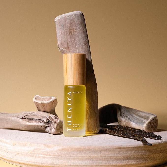 Organic Cuticle Oil Made in USA | Hydrating Roll-On Nail & Cuticle Oil with Jojoba Oil & Vitamin E | Vegan, Cruelty-Free | 5mL Travel Sized (Sandalwood Fragrance)
