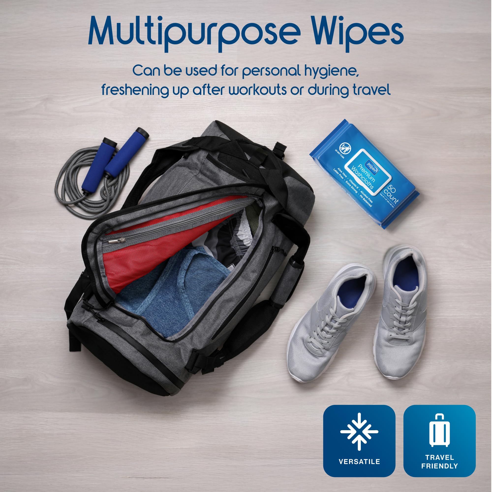 Inspire Adult Wet Wipes, Wash Cloths | Adult Wipes for Incontinence & Cleansing for Elderly, 8"x12" (50 Count (Pack of 1))