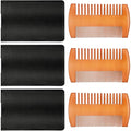 3 Pieces Beard Comb for Men Natural Sandalwood Wooden Mustaches Combs Dual Action Teeth Beard Comb with 3 Pieces Pocket Faux Leather Case for Beards Mustaches(Yellow)