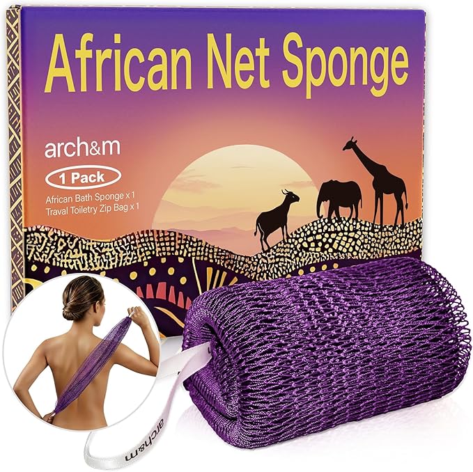 ARCH&M African Net Sponge Authentic Exfoliating Shower Bath Loofah