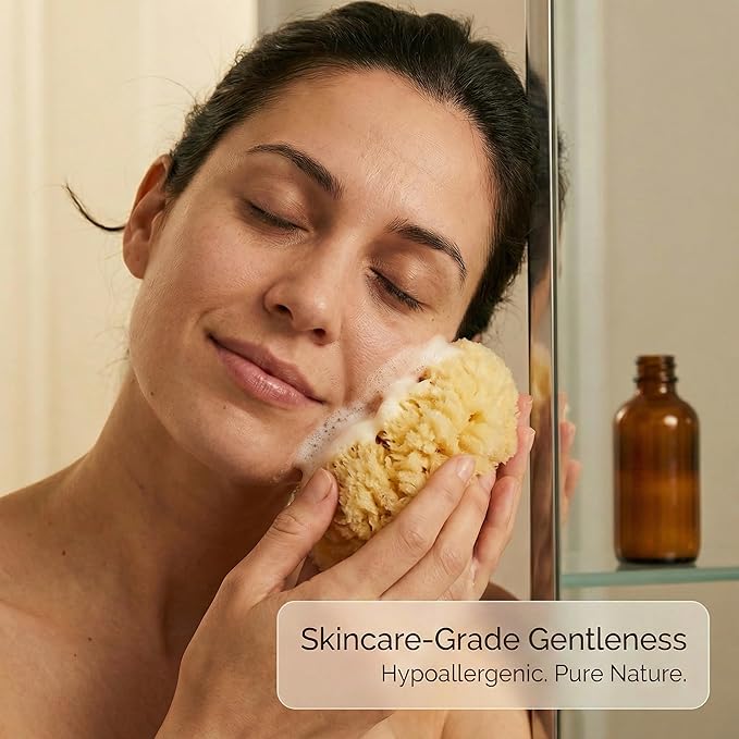 Real Natural Sea Sponges Multipack - 5pc Spa Gift Set in Premium Bag, Kind on Skin, for Bath Shower Facial Cleansing, Pamper Moms Brides Girlfriends & Teens by Constantia Beauty®
