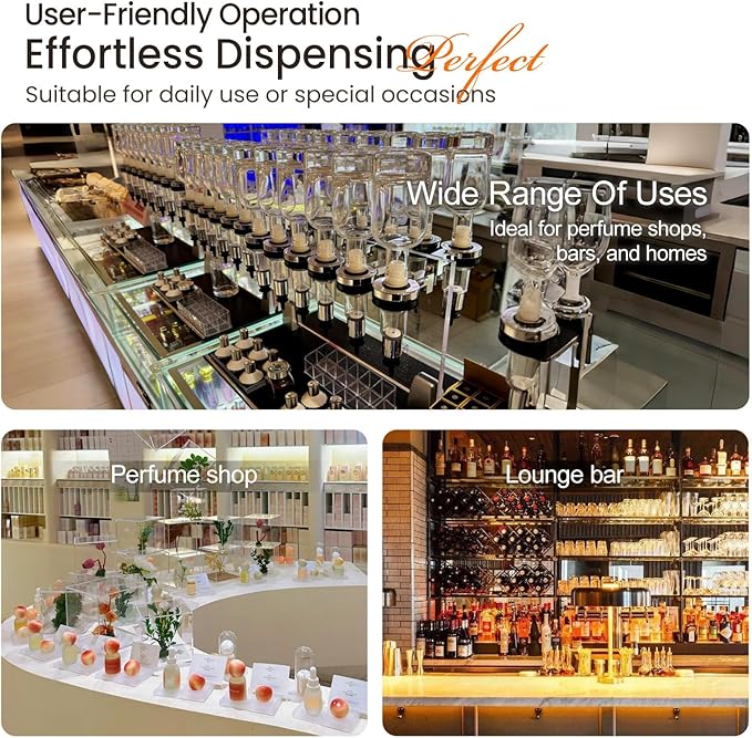Perfume Dispenser Manual, 12 Bottles Pump Bottle Dispenser, Pump Dispenser Bottle Station Manual Perfume Dispenser Set, Perfume Liquid Filling Machine Transfer Tools for Perfume Store Studio Bar