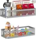 PUSDON Mesh Shower Caddy Wall Mount, Heavy Duty Adhesive Bathroom Shelf Organizer, Rustproof Floating Spice Rack for Kitchen Pantry, Holds 50 LBS, Multi-Purpose Storage Silver Gray -2 Packs (Netting)