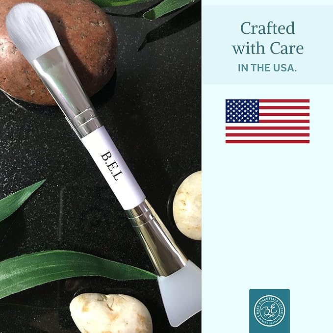 Bare Essentials Living Clay Face Mask Brush (3 Pack, Bamboo) Dual Soft Silicone Face Mask Applicator Brush Tool, Great Facial Essentials, Moisturizer Applicator & Skincare Brush for Facials