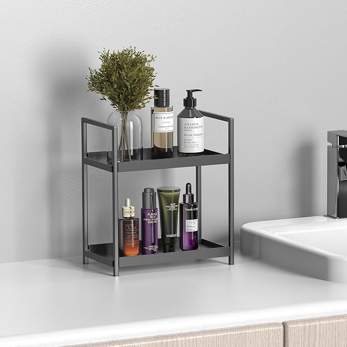 Oasiteege 2 Tier Mens Bathroom Counter Shelf Organizer for Skincare Makeup