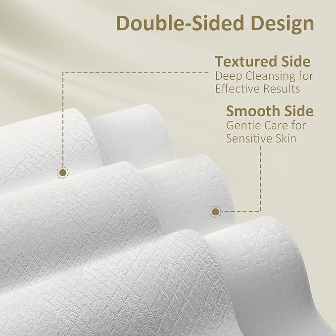 Ourmed Life Face Towels, Disposable Biodegradable Facial Towels for Sensitive Skin, Lint- free Face Wipes for Washing Face, Skincare and Makeup Remover, Dry Wipes, 10"×12" Extra Large, 50 Count