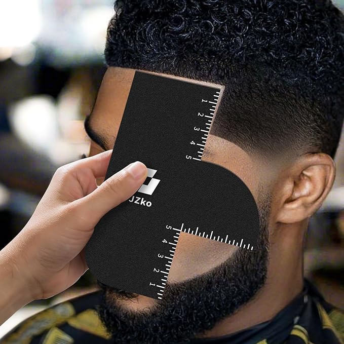 2Pcs Barber Accessories for Hairline Shaping, Enhancement Card for Barbers Reusable Color Spray Edge Line Up Tool for Barber Accessories with Measurement Indicators, Hairline Enhancement Spray for Men