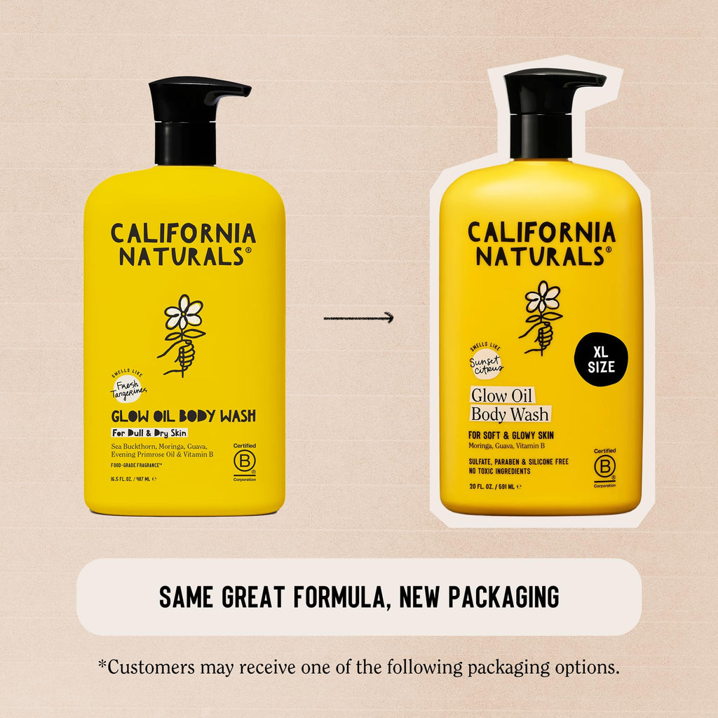 California Naturals Glow Body Wash Sunset Citrus 2-Pack, Hydrating Body Wash for Soft Glowing Skin, Gentle Skin Care for Women & Men, Natural, Vegan, Cruelty, Paraben & Sulfate Free, 20 oz