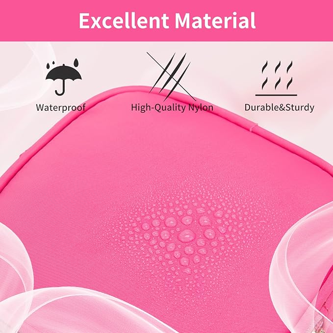 XIAOLER Small Makeup Pouch, Double Zipper Cosmetic Bag, Travel Makeup Bag, Cute Makeup Bag for Purse, Mini Toiletry Bag (Bubblegum)