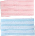 HEALLILY 2pcs Exfoliating Back Scrubber Straps Double-Sided Bath Towels for Body Skin Cleansing and Dead Skin Removal, Long Handle Shower Towels for Household Bath Use, Blue and Pink