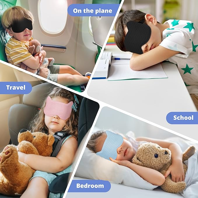 Kids Sleep Mask for Sleeping – Soft 3D Contoured Eye Mask for Kids, Comfortable No-Pressure Eye Cover with Memory Foam for Travel, Naps & Airplane, Boys & Girls (Royal Blue)