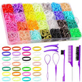 BESARME 28 Colors Rubber Bands for Hair Elastics with 8 Styling Tools, 1500 Pcs Baby Toddler Small Hairs Ties for Girls Hairs Accessories for Women