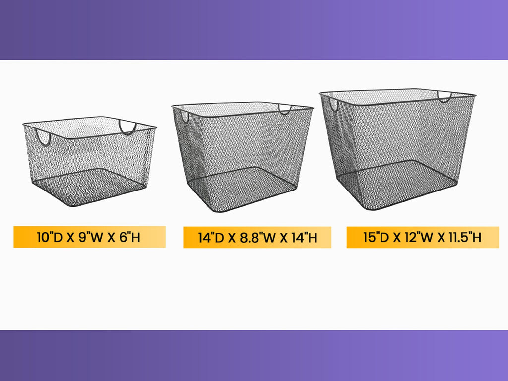 YBM HOME Kitchen Pantry Organizer Wire Baskets for Shelves, Cabinets, Pantry, Countertop, Mesh Open Storage Bin Metal Basket for Organizing Food Supplies, 3 Pack, 12.1x7.8x5.8