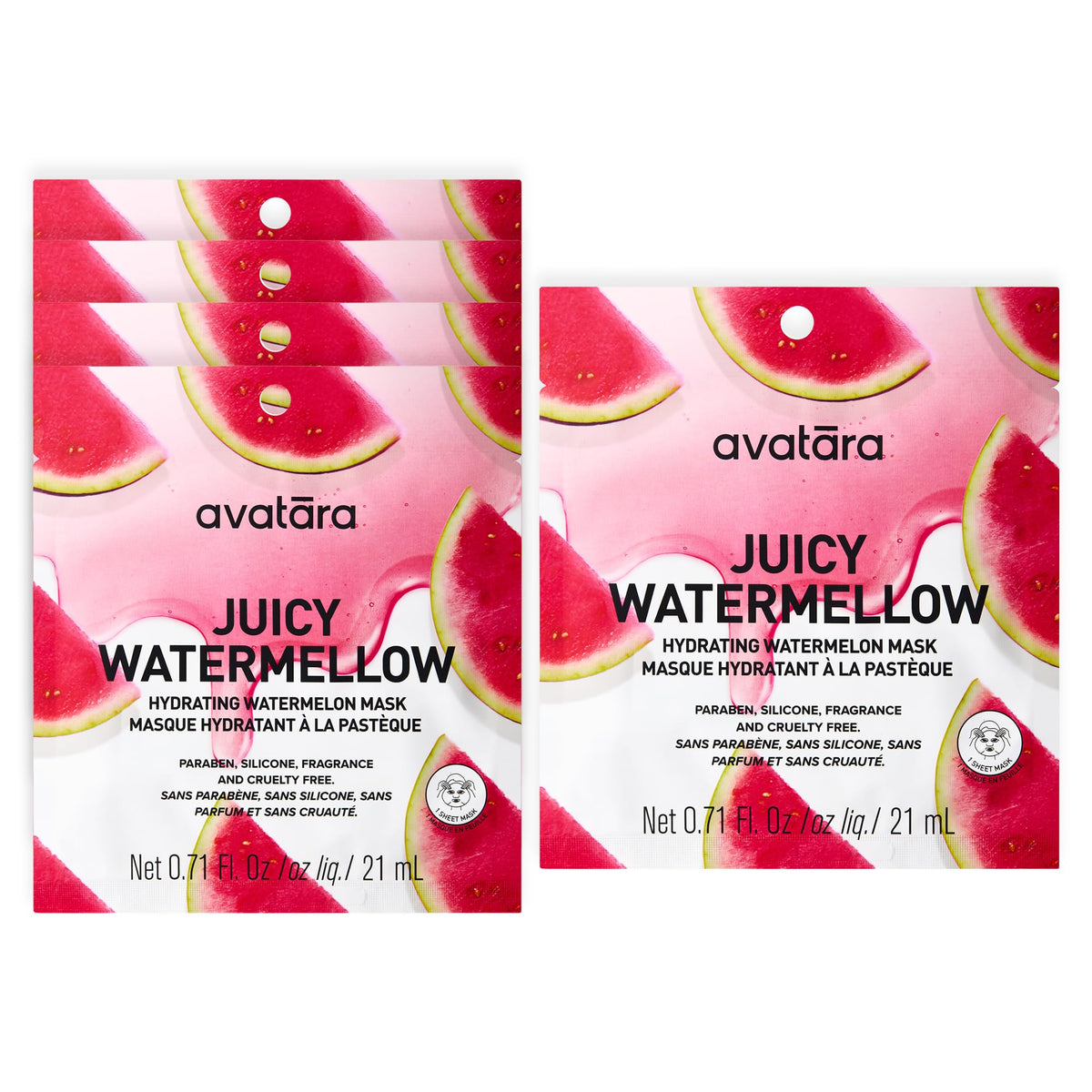 Avatara Drink Up Hydrating Face Masks 5-Pack | Clean K-Beauty Sheet Masks with Hyaluronic Acid & Aloe Vera | Gentle Moisture for Sensitive Skin | Vegan, Fragrance-Free, & Cruelty-Free Korean Masks