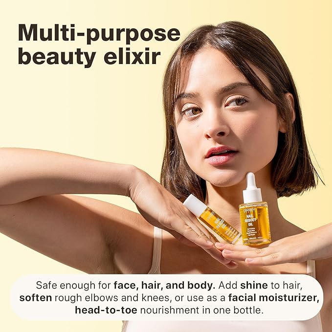 Onsen Secret Nail & Cuticle Repair Oil (2x35ml) - Dry Oil Formula - Japanese Tsubaki, Tea Tree & Jojoba - Strengthens Nails, Repairs Cuticles, Hydrates Skin & Hair - Natural & Vegan
