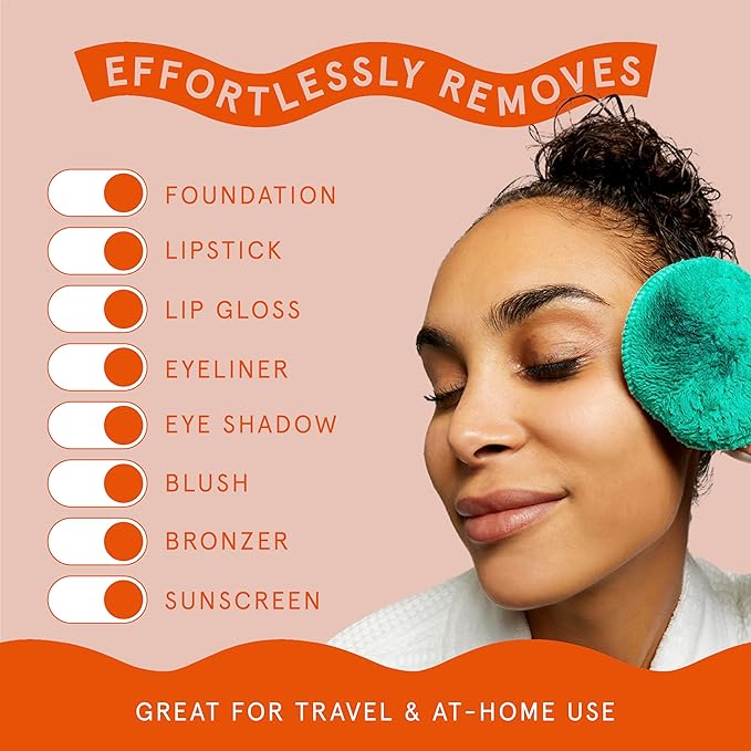 CleanLogic Bath & Body Exfoliating Dual-Texture Facial Pads, Face Sponges for Cleansing & Softening Sensitive Skin, MakeUp Remover Pads, Assorted Colors, 9 Count Value Pack