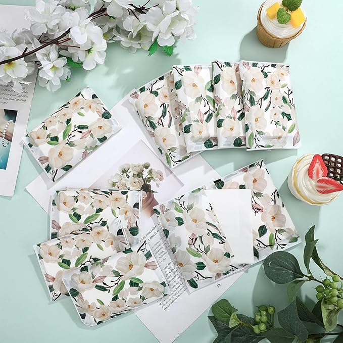 Geyee 50 Packs Tissue Travel Size Facial Paper Napkins Travel Packs Disposable Pocket Tissues for Wedding Guest Traveling School Purse Home Supplies, 500 Sheets 3 Ply(Magnolia)