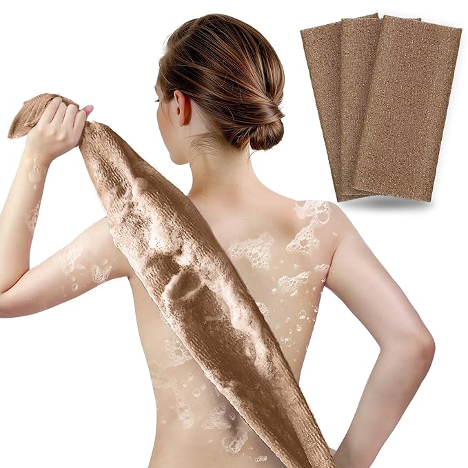 ARCH&M Exfoliating Washcloth for Shower, 35-Inch, 3 Pack