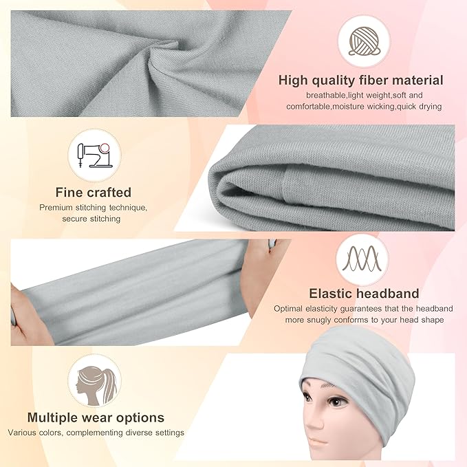 DiyJibb Headbands for Women, 7PCS Wide Cloth Hair Bands for Workout, Yoga, Skincare & Daily Wear, Soft & Stretchy
