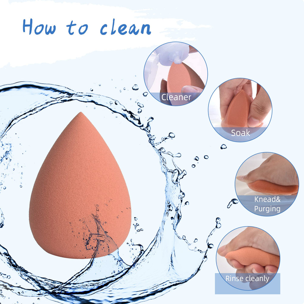 COSTICA Makeup Sponge, 4 Pcs Beauty Blender for Foundation Blending Sponge, Pink Makeup Blender with Storage Box, Flawless for Liquid Cream and Powder