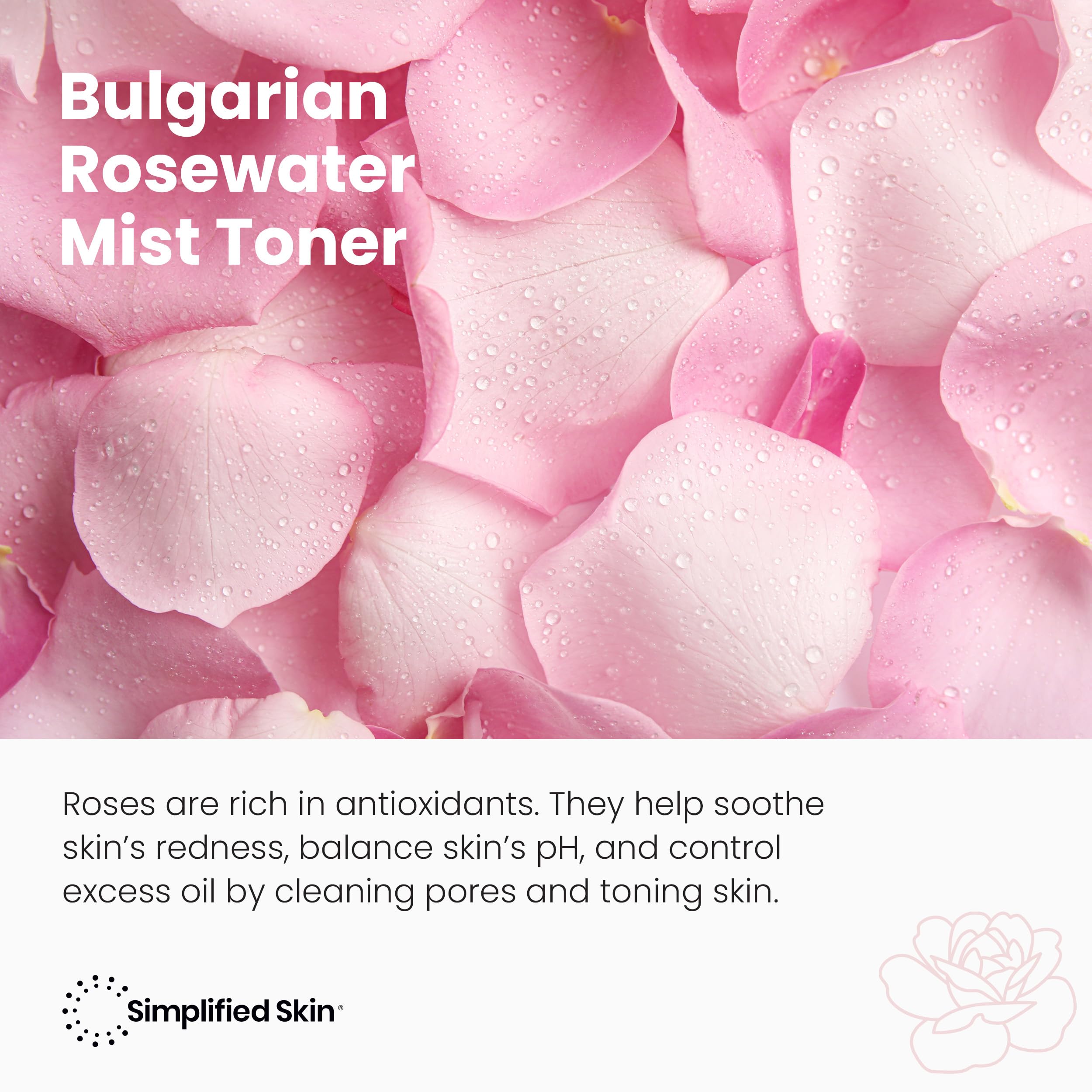 Simplified Skin Rose Water Spray for Face & Hair, Rosewater Mist Toner