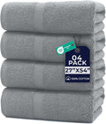 DAN RIVER Bath Towels Set of 4, 27 x 54 Inches, 100% Cotton, Larger & Lighter Weight, Quicker to Dry, Super Soft and Absorbent, Ideal Thick Towels for Daily Use, Silver