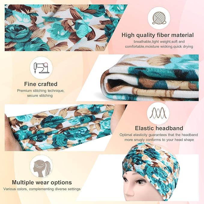 DiyJibb Boho Headbands for Women, 7PCS Fashion Wide Hair Bands for Summer Vacation & Music Festival