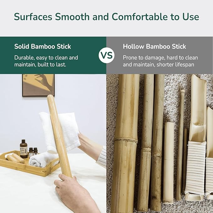 Goodtar Bamboo Massage Stick - Body Shaping Roller, Guasha Massage Tool for Relaxing Muscles